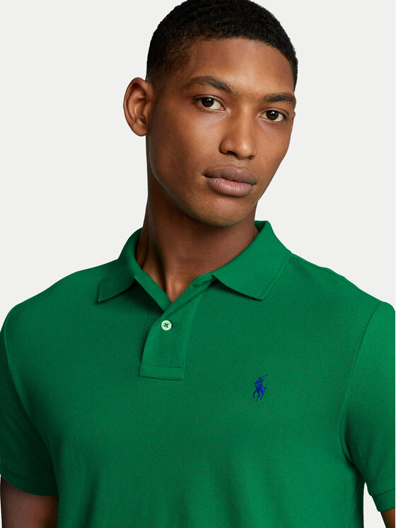 Рубашка поло облегающего кроя 710795080019 Polo Ralph Lauren, зеленый — фото 4