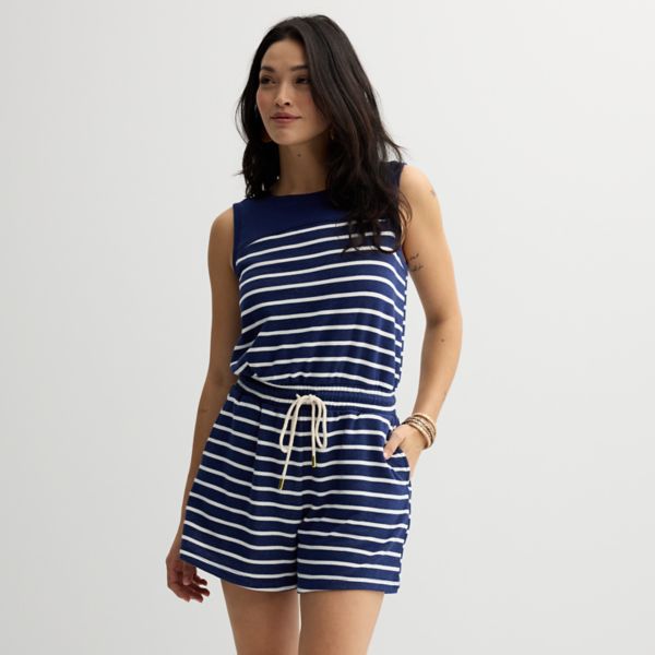 

Женский летний комбинезон из френч-терри Sonoma Goods For Life, цвет navy blue stripe