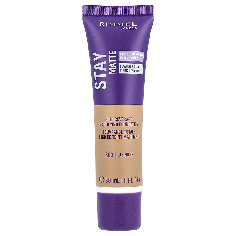 

Rimmel London, Stay Matte, матирующая основа для полного покрытия, оттенок 303 True Nude, 30 мл (1 жидк. унц.)