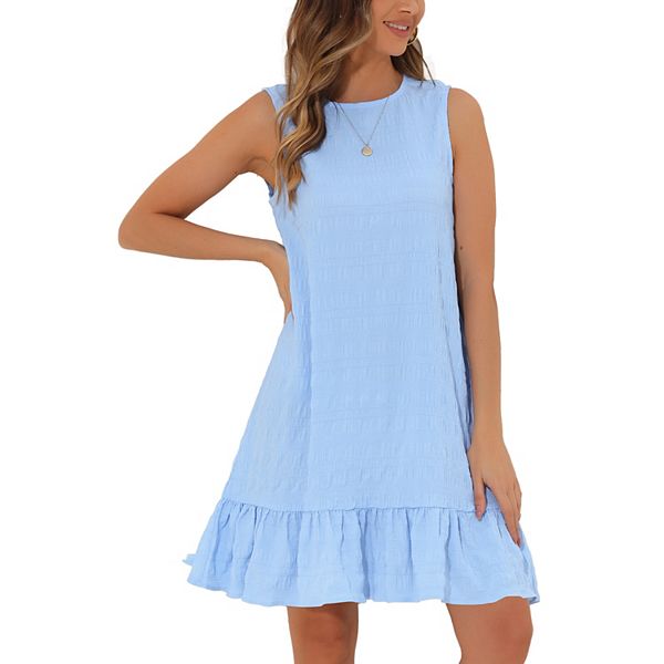 

Безрукавное платье для женщин с рюшами по подолу, круглым вырезом и свободным кроем Inspire Chic