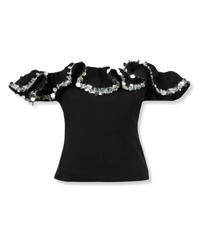 

Топ с оборками из крепа Rotate Birger Christensen, черный