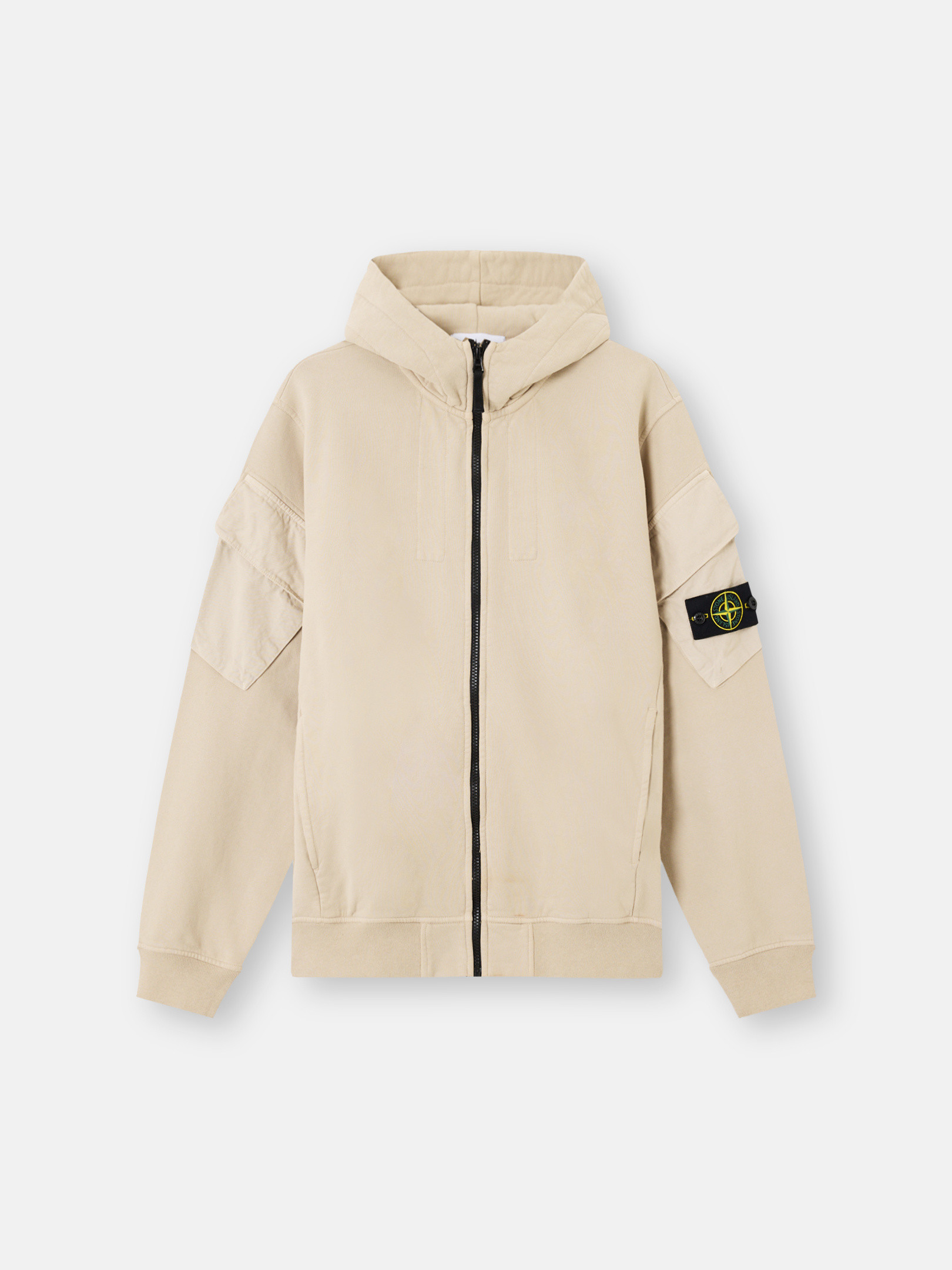 

Толстовка прямого кроя с капюшоном на молнии и карманами на рукавах Stone Island 6100009 BRUSHED ORGANIC COTTON FLEECE, Desert