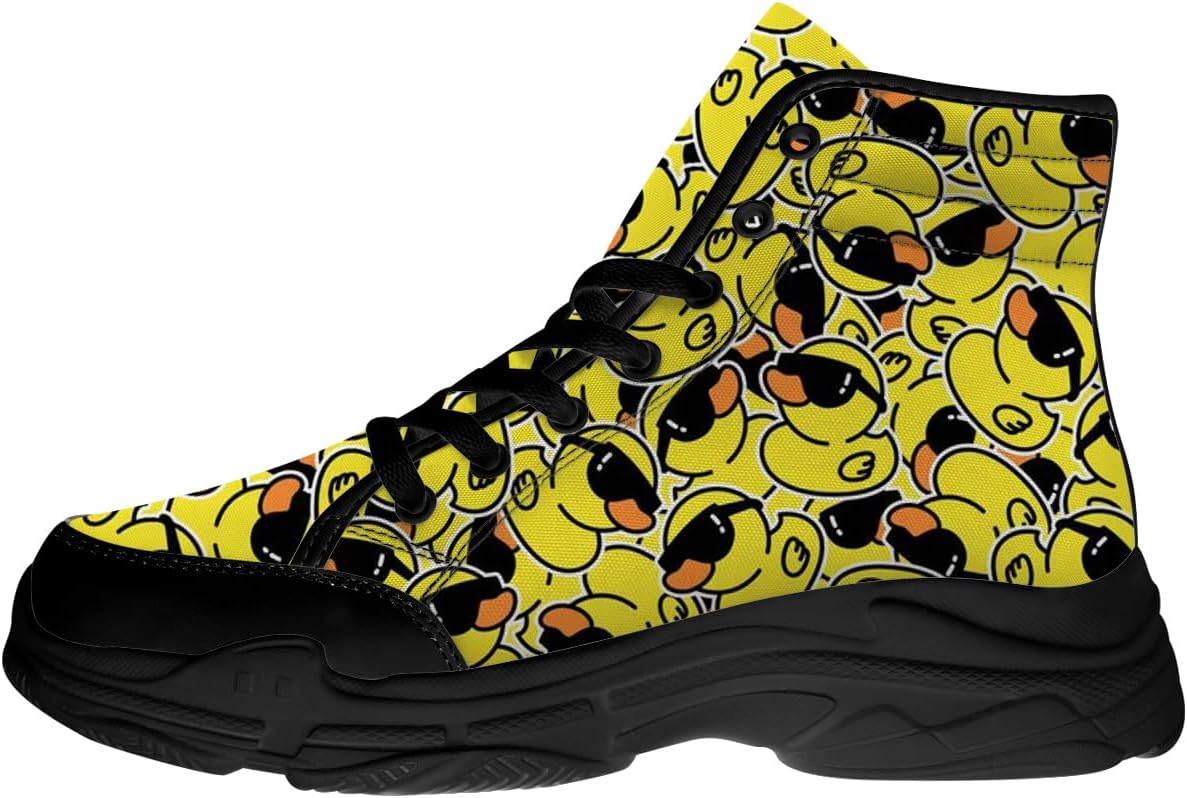 

Кроссовки Quorax Duck для женщин и мужчин, высокие, на шнуровке, из текстиля, подарки для нее и для него, черный/желтый