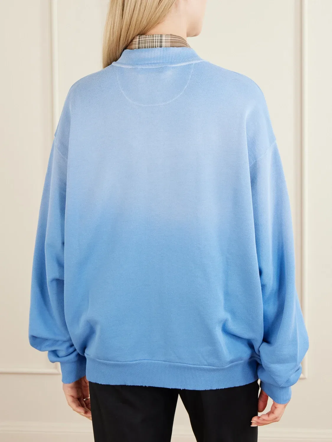 Джемпер из хлопкового смешанного джерси с окрашенным принтом Fiah на молнии Acne Studios, синий — фото 4