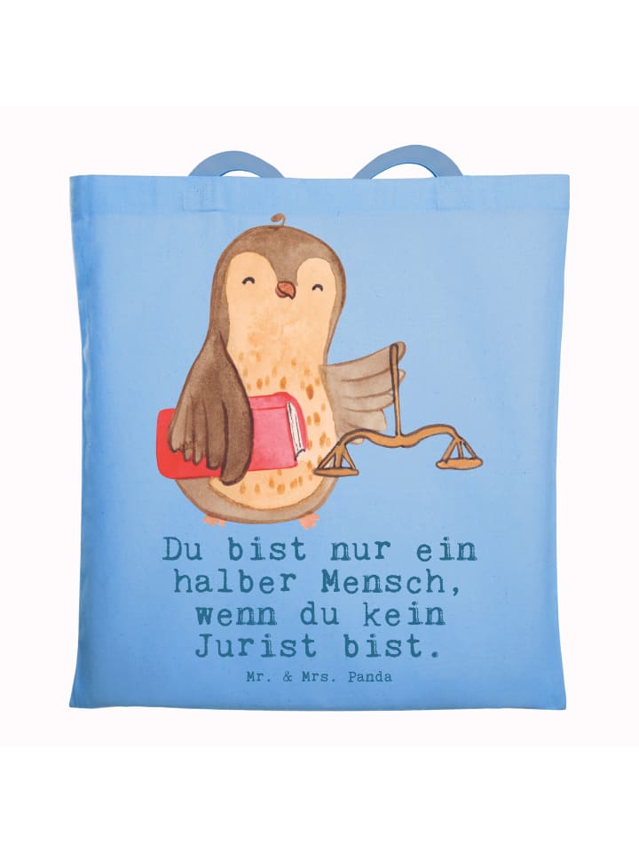

Сумка Mr. & Mrs. Panda Tragetasche Jurist Herz mit Spruch, небесно-синий