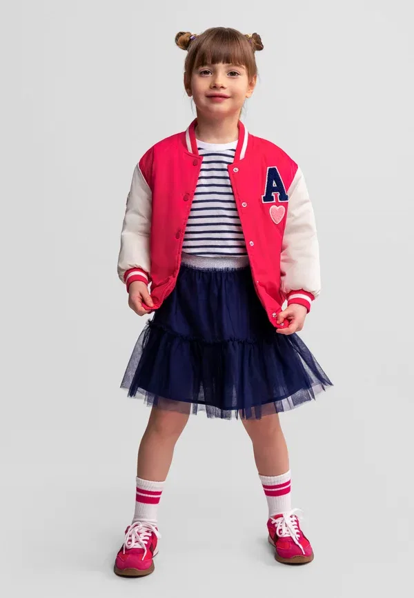 Куртка Minoti Varsity college style with print light jacket, розовый/белый — фото 2