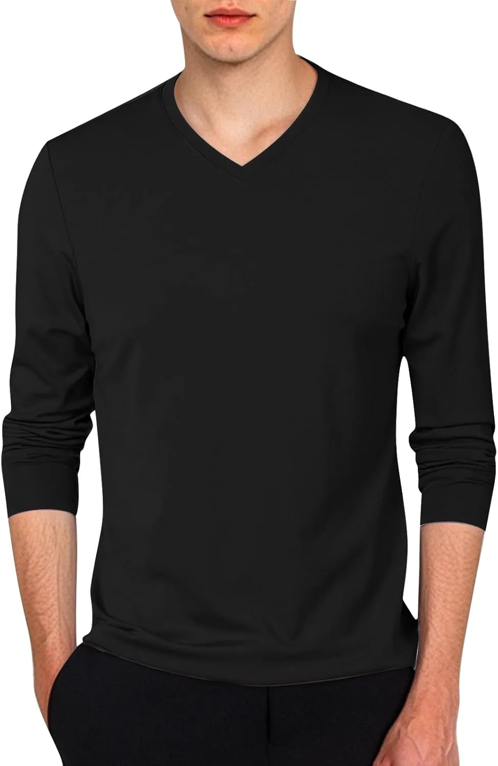 

Футболка с V-образным вырезом для мужчин — легкая и мягкая с длинными рукавами