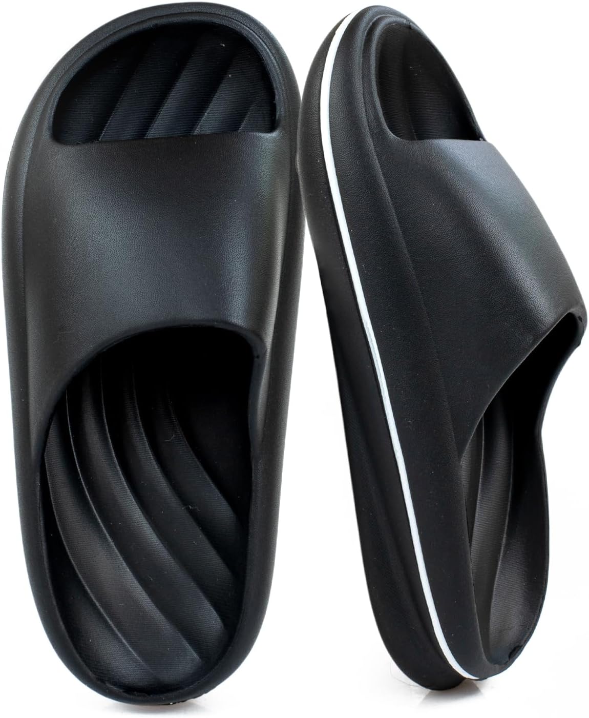 

Сандалии Cloud Slides для женщин и мужчин, на платформе, нескользящие, быстросохнущие, с открытым носком, мягкие, легкие, легко чистятся, подходят для дома и улицы Hormauword, белый/черный