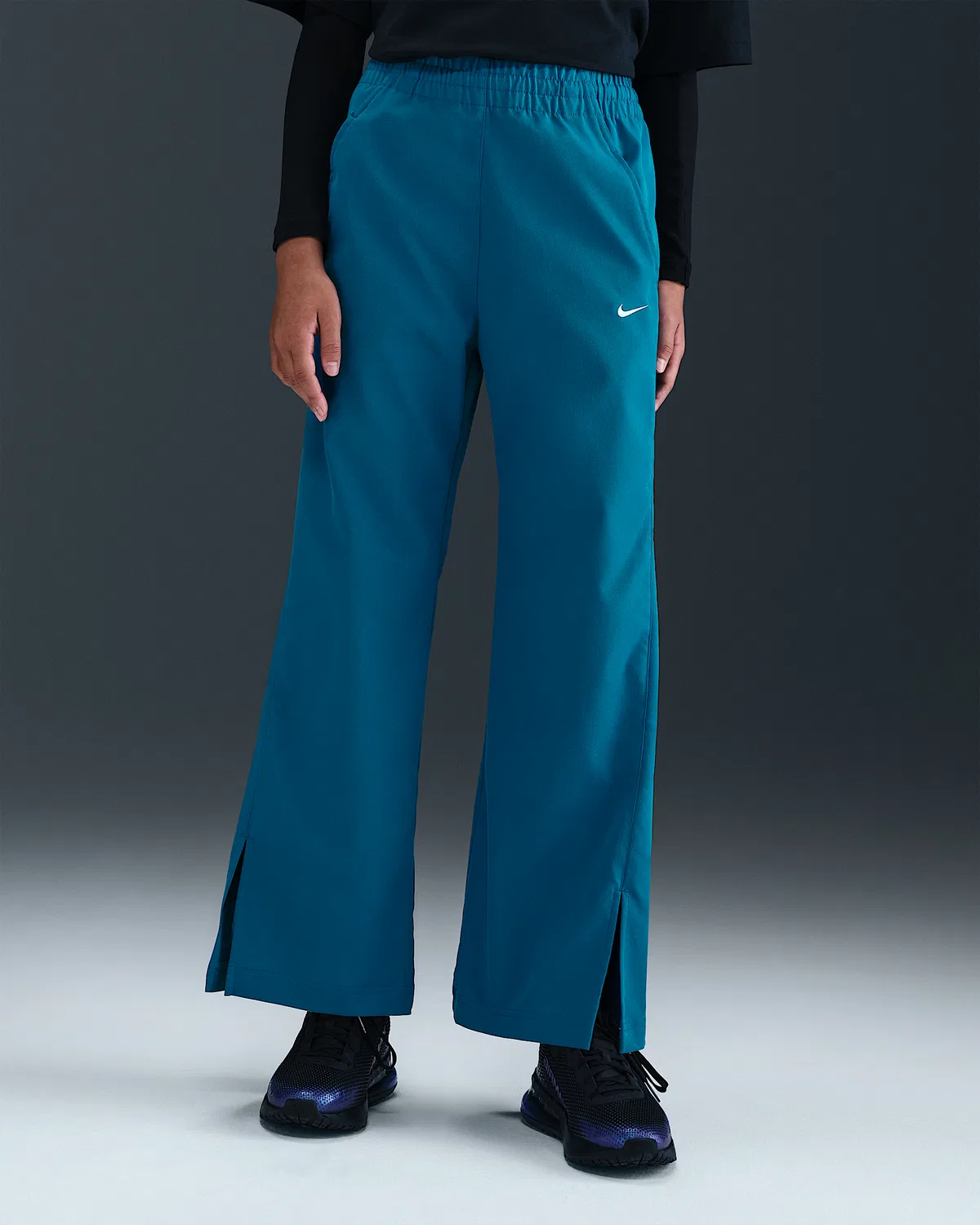 Детские (для девочек) широкие штаны Nike Sportswear, Green Abyss/White — фото 2