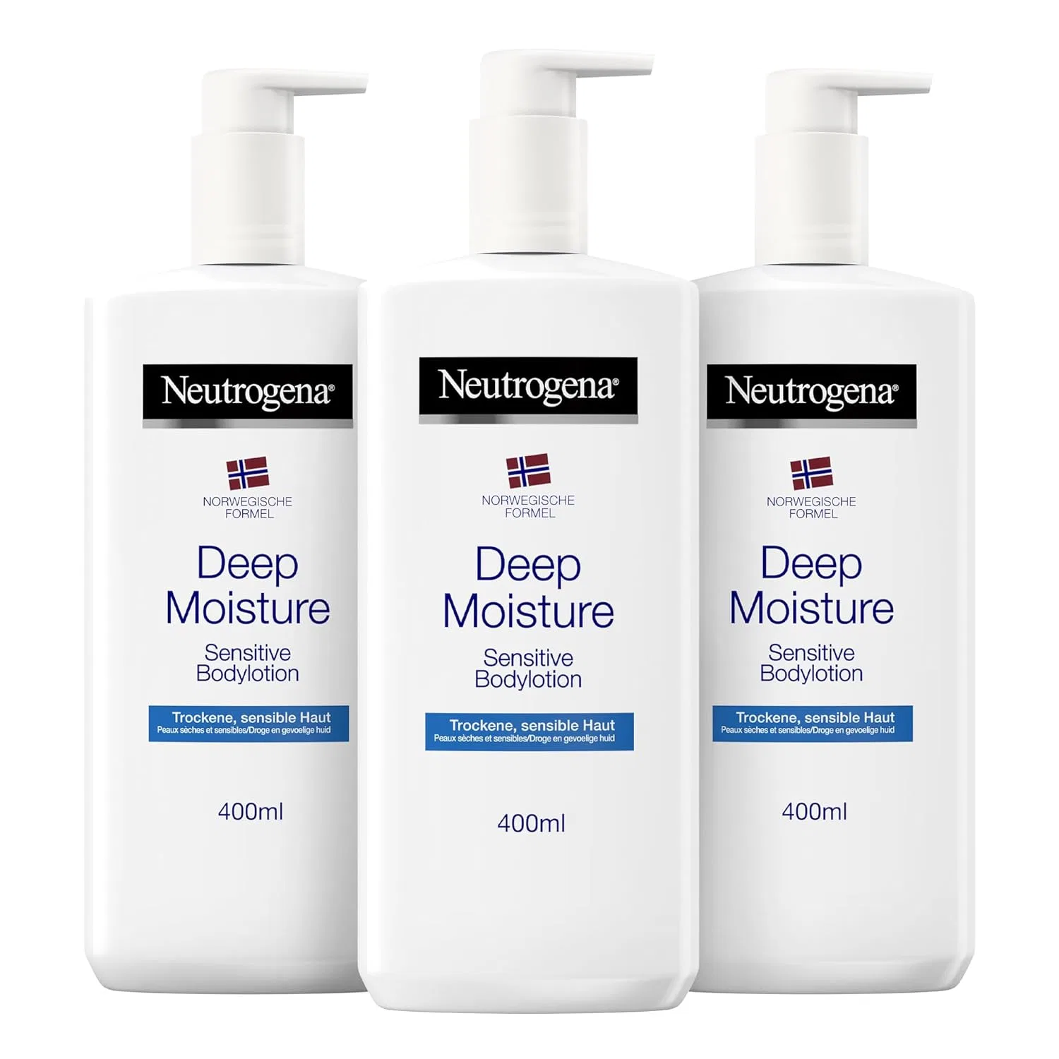 Набор лосьонов для тела Neutrogena Deep Moisture Sensitive без отдушек, 3 x 400 мл Neutrogena