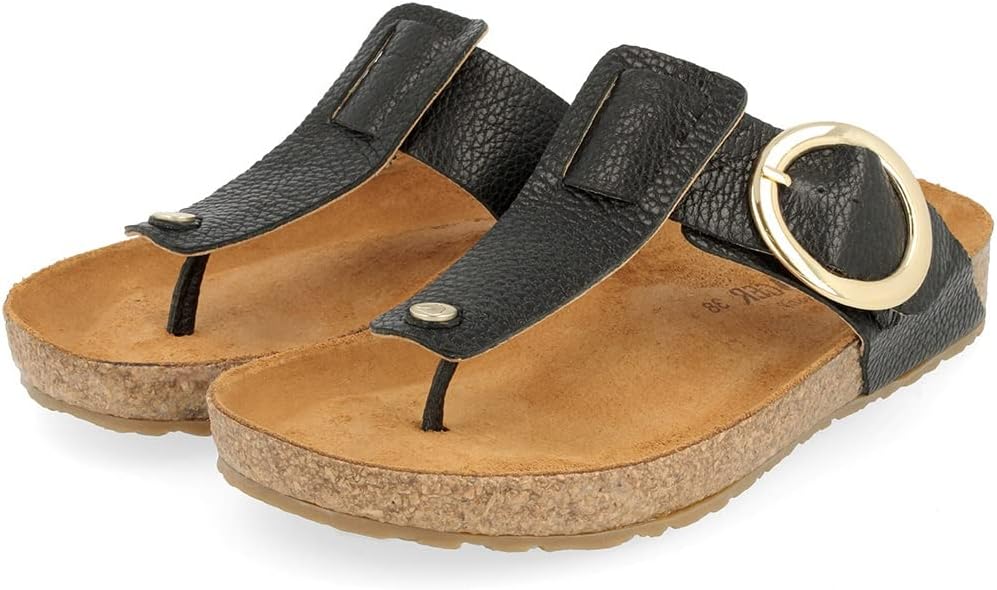 

Сандалии HAFLINGER Corinna с круглой пряжкой, резиновой подошвой и стелькой из корка и латекса, унисекс, черный