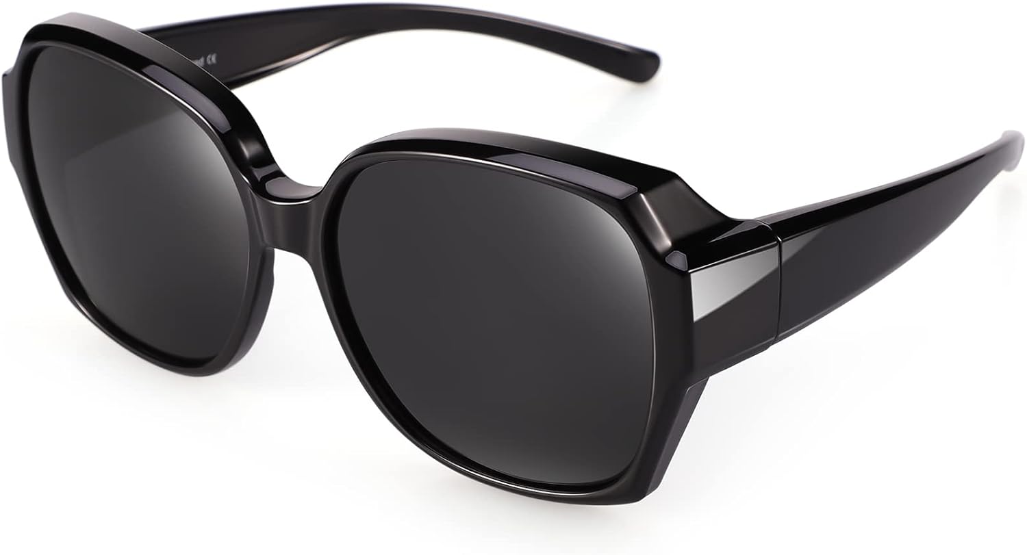 

Поляризованные солнцезащитные очки, надеваемые поверх обычных очков. Модные круглые солнцезащитные очки «кошачий глаз» и солнцезащитные очки с HD-защитой Leoidou, Rd02-black