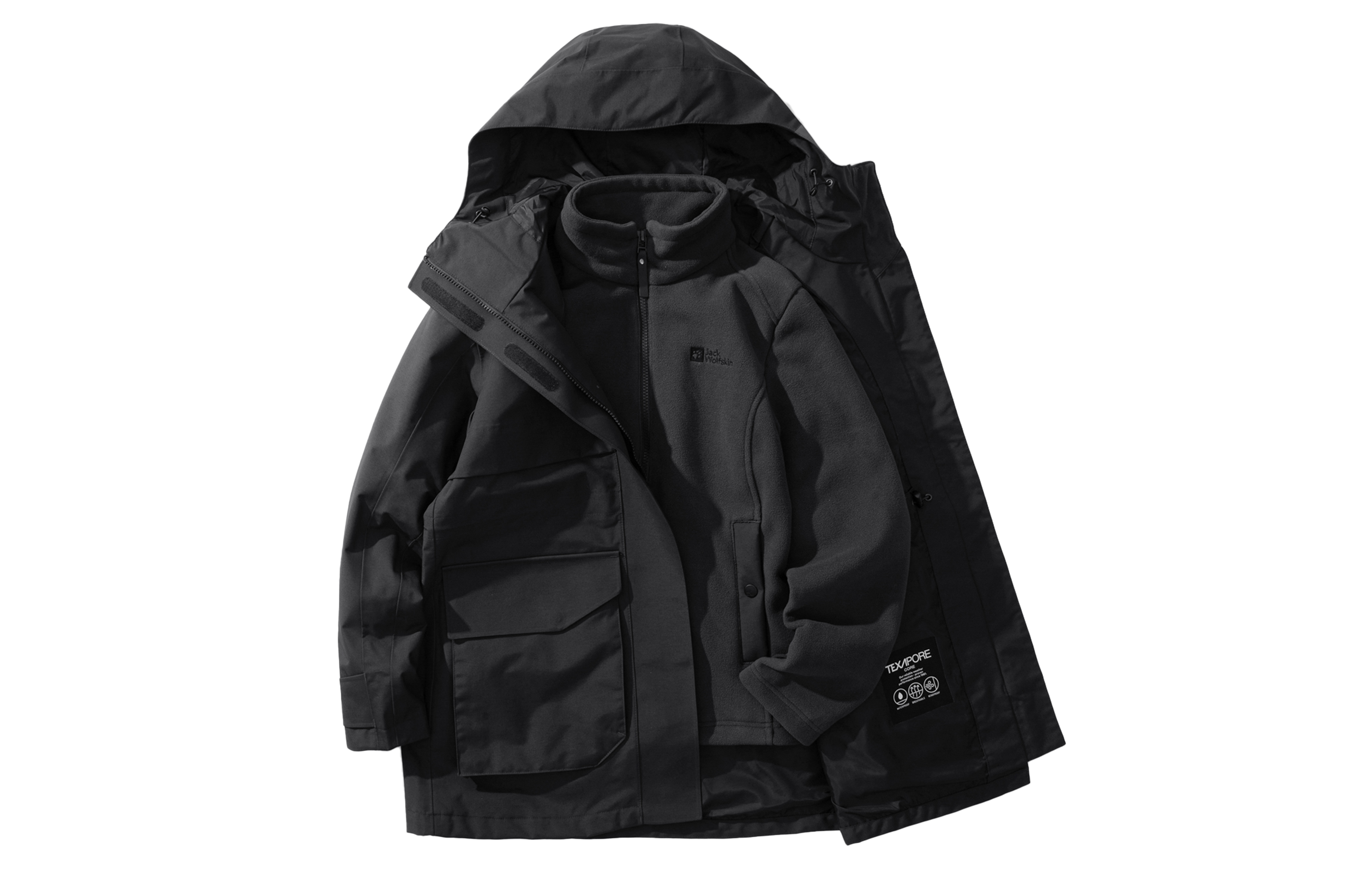 

JACK WOLFSKIN Женская водонепроницаемая легкая ветровка, Dark Gray/6350