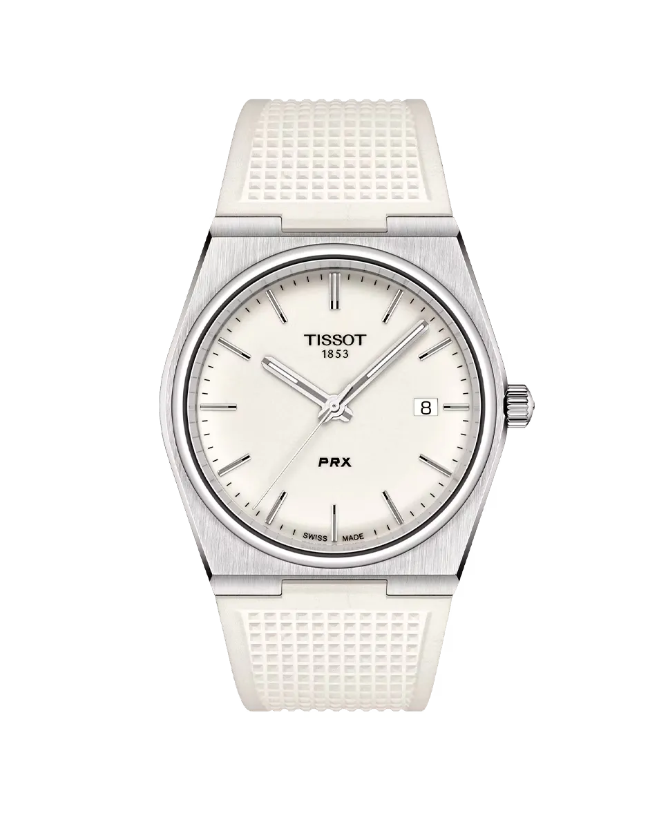 

Мужские часы коллекции PRX белый силиконовый ремешок Tissot, белый