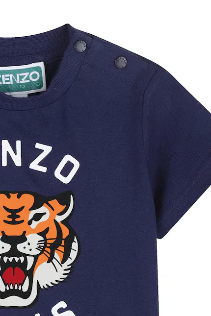 Футболка хлопковая Kenzo Kids, синий — фото 3