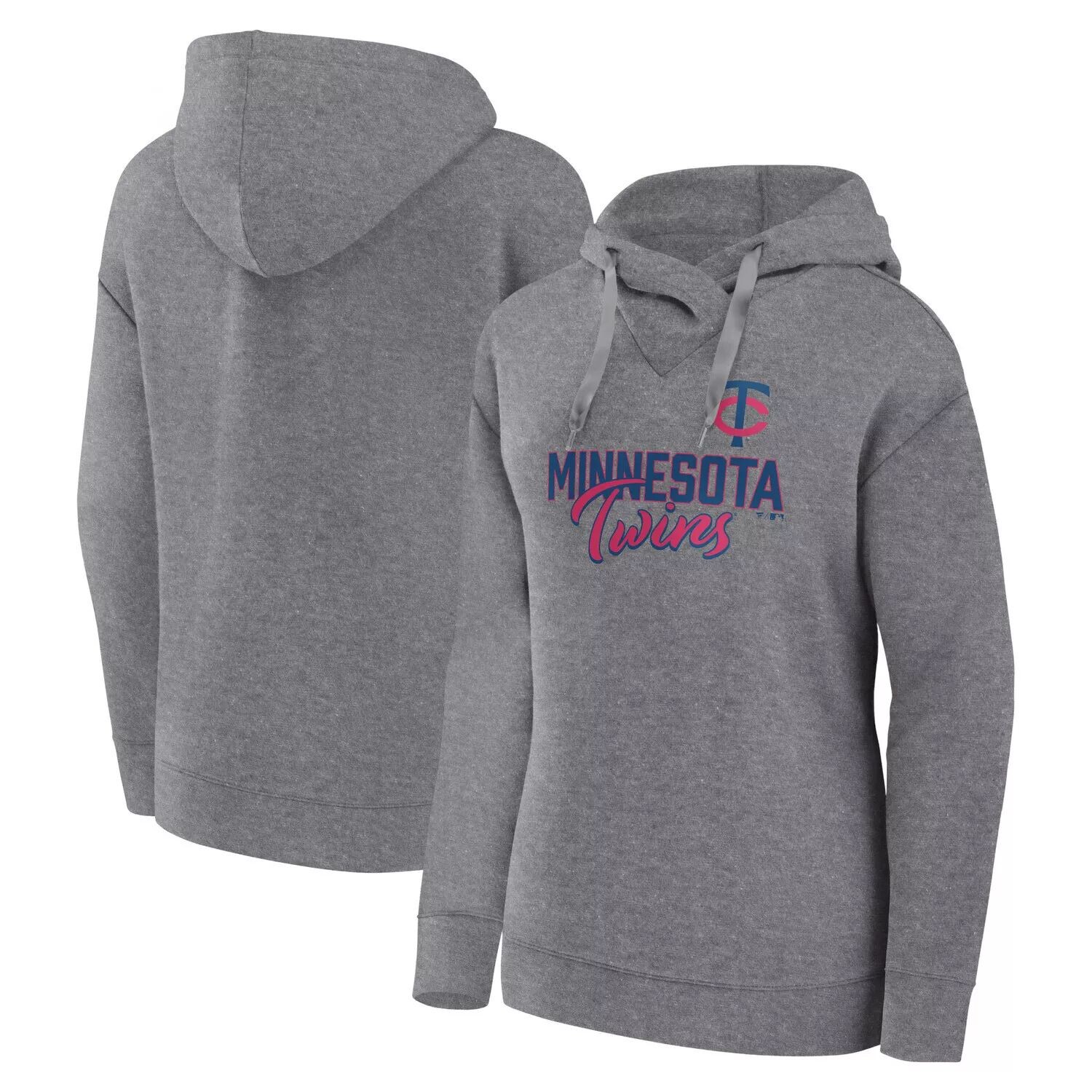 

Женский пуловер с капюшоном Fanatics с логотипом Heather Grey Minnesota Twins Script Favorite Fanatics