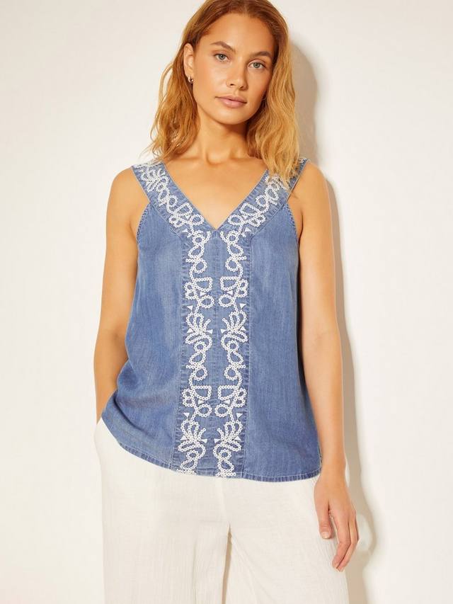 

Камуфляжный топ с вышивкой isolde Monsoon, синий