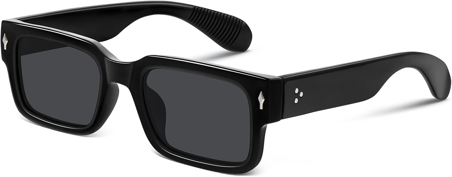 

Поляризованные солнцезащитные очки для мужчин и женщин - модные квадратные солнцезащитные очки скульптурной формы для вождения и игры в гольф VMAEB, Black Frame/Grey Lens