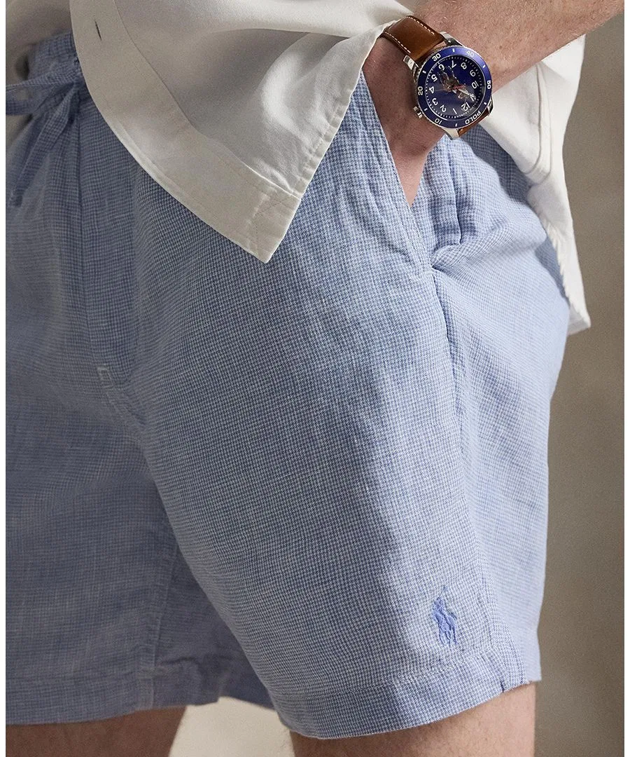 Мужские льняные шорты Polo Prepster Polo Ralph Lauren, 655B Cabana Blue White — фото 2
