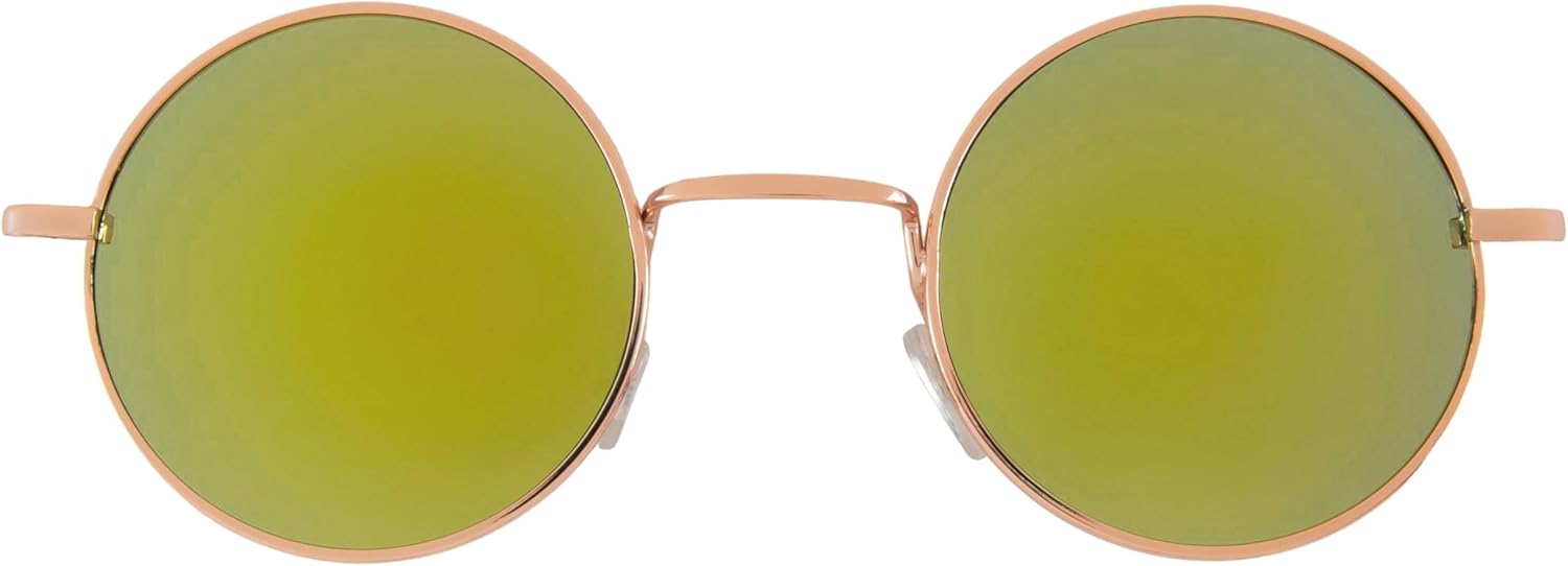 

Круглые солнцезащитные очки OWL в металлической оправе, в стиле хиппи, с защитой от УФ-излучения UV400, поликарбонатные линзы, очки Джона Леннона для мужчин и женщин, Yellow Mirror Lens / Gold