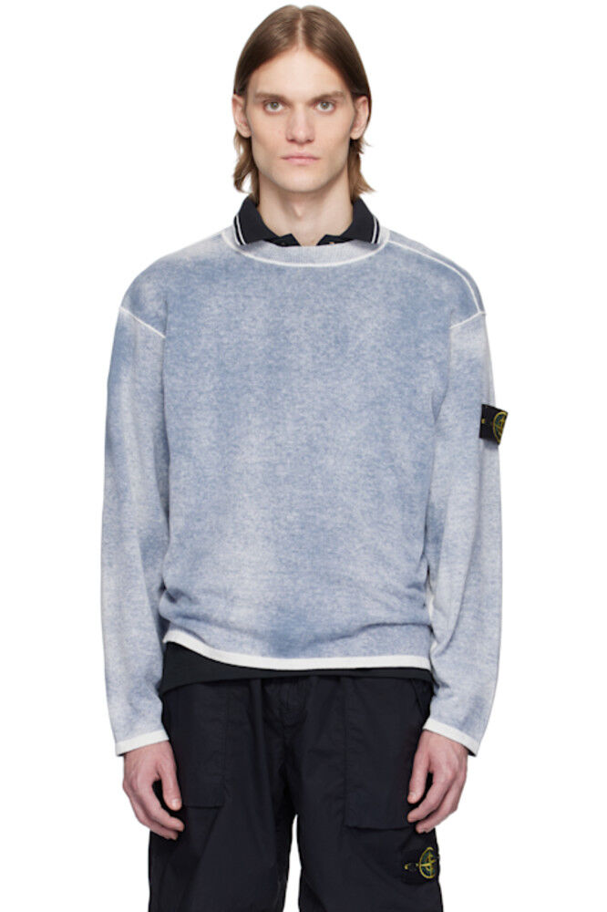 

Синий и белый свитер из органического хлопка Raw Hand Light Stone Island
