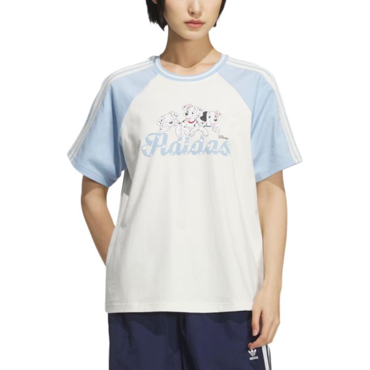Футболка Disney SS25 с рукавом реглан женская Adidas Originals, белый/синий — фото 2