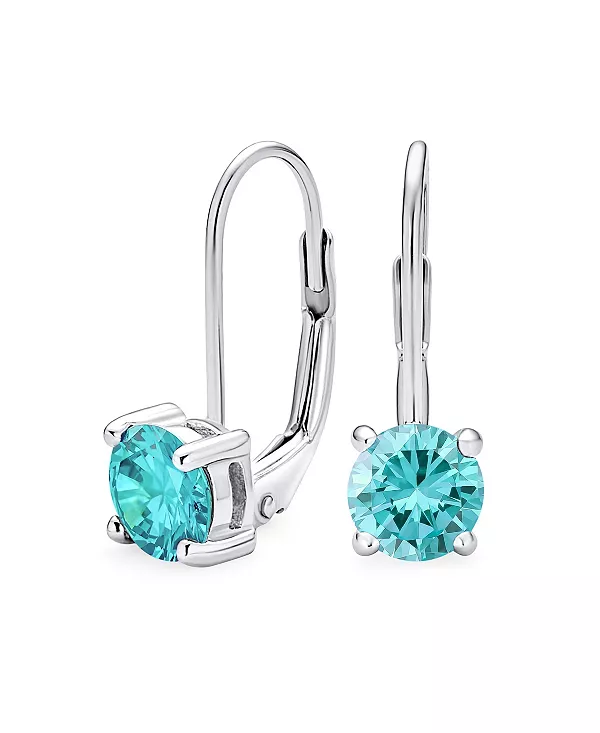 

Изящные серьги-подвески с круглой оправой, кубическим цирконием и солитером CZ 0,50 карата, с застежкой-рычагом, покрытые розовым золотом 925 пробы Bling Jewelry, aqua