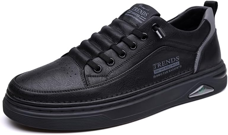 

Мужские модные повседневные кроссовки из натуральной кожи, удобные низкие плоские туфли для вождения, мужская обувь для прогулок Lhyxu, черный