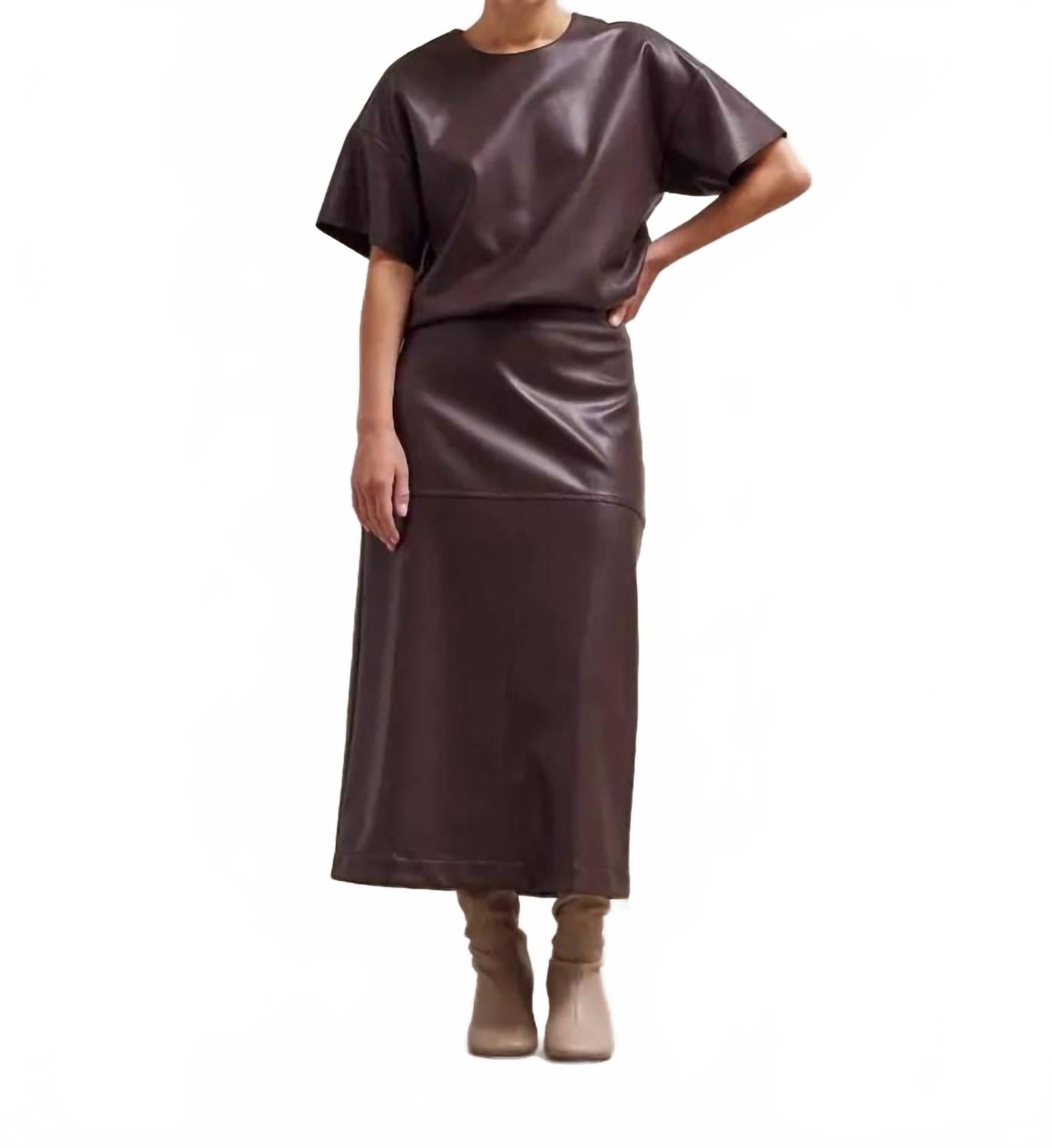 

GRADE & GATHER Юбка-карандаш миди из веганской кожи Laila, цвет эспрессо