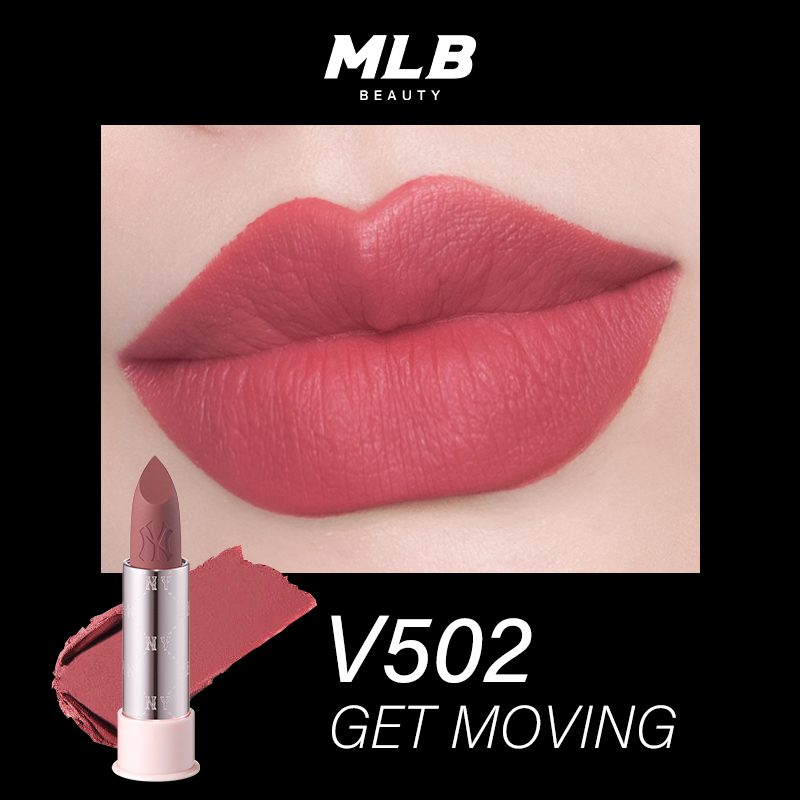 Monogram Lipstick 3.5g Makeup Set V502 Natural MLB, v502 mystic розовый+headband+shopping bag — фото 2