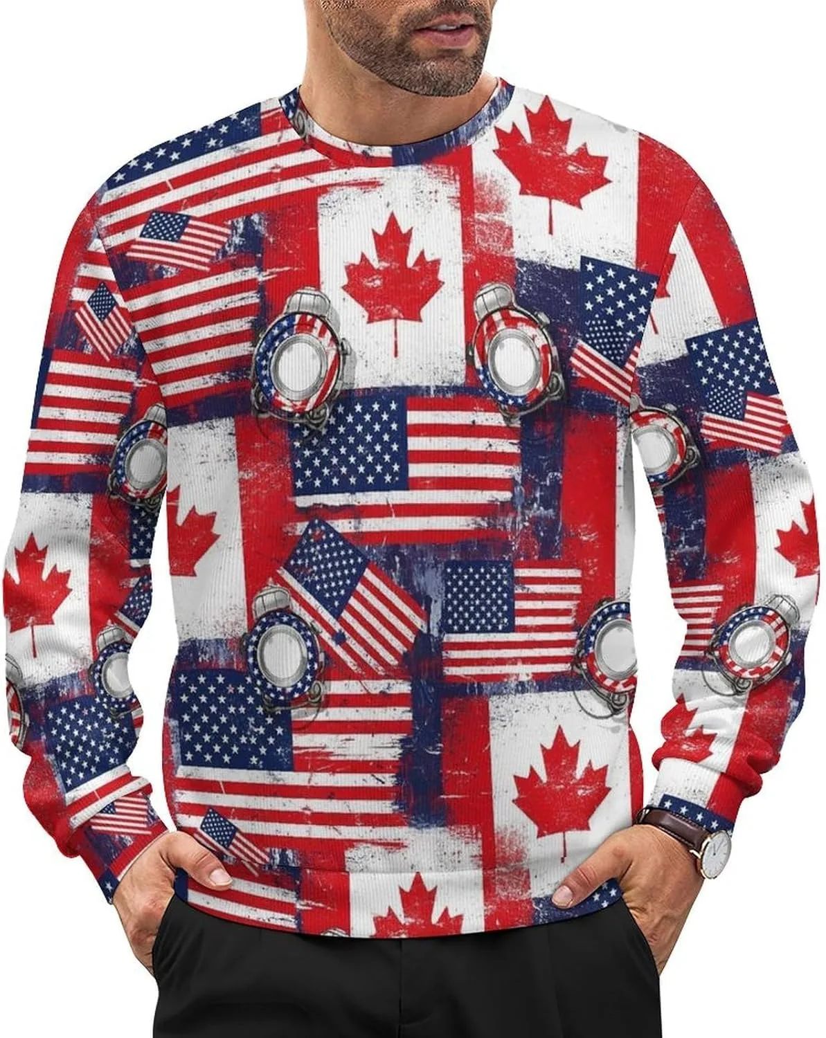 

Мужской классический пуловер с длинными рукавами и круглым вырезом Meaudiwes