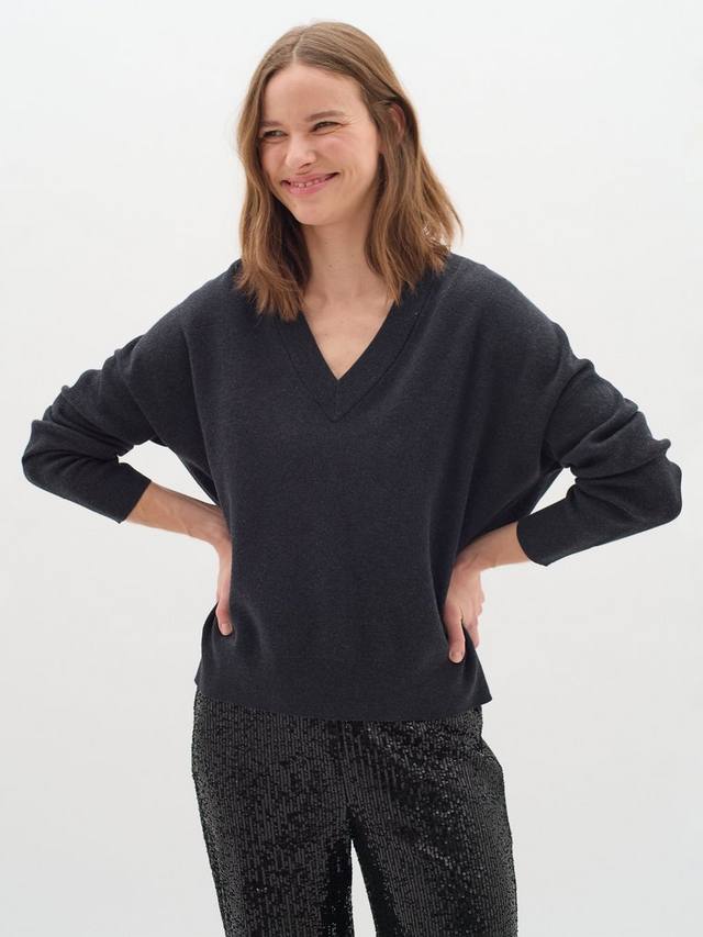 

Хлопковый джемпер foster с v-образным вырезом InWear, цвет Dark Grey Melange