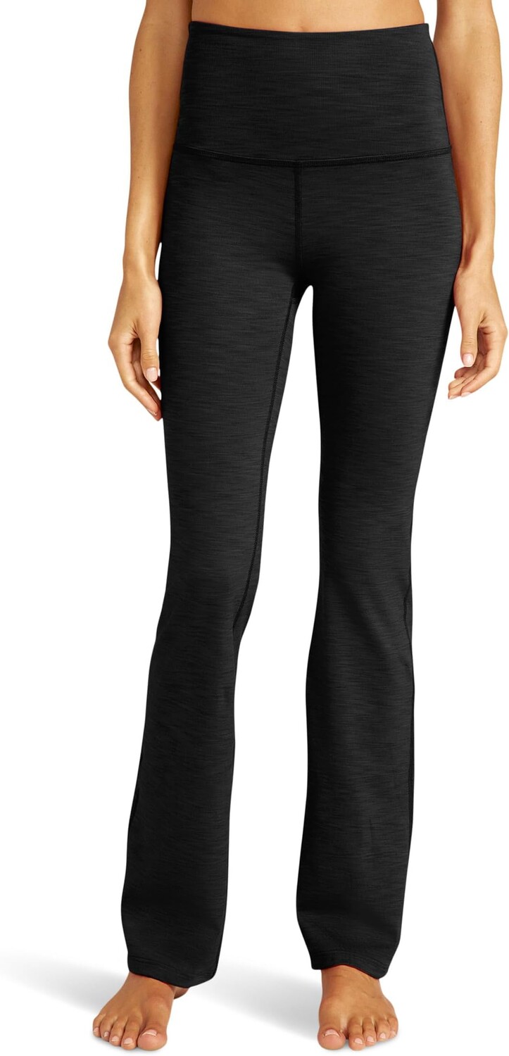 

Тренировочные брюки с высокой талией в рубчик Heather Beyond Yoga, цвет Black Heather