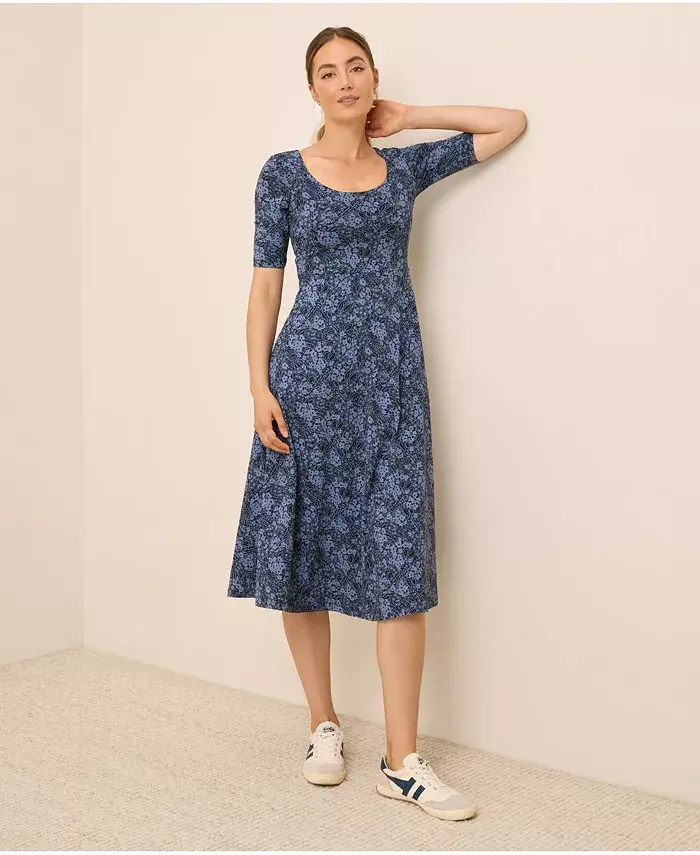 

Платье Fit & Flare Signature с глубоким вырезом Pact, синий