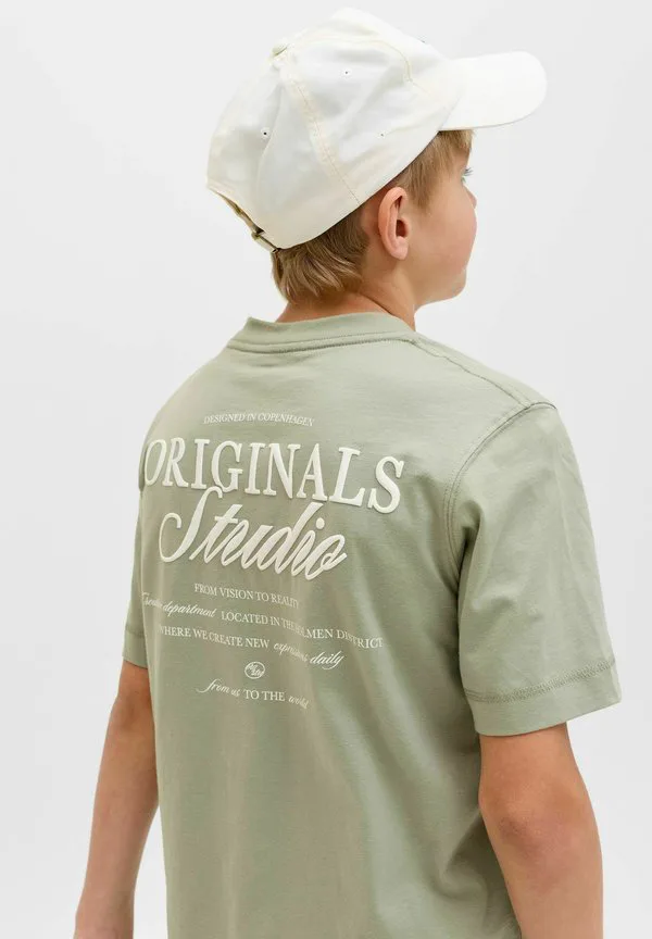 Футболка с принтом jornorrebro typo tee crew neck print tshirt Jack & Jones Junior, Seagrass — фото 4