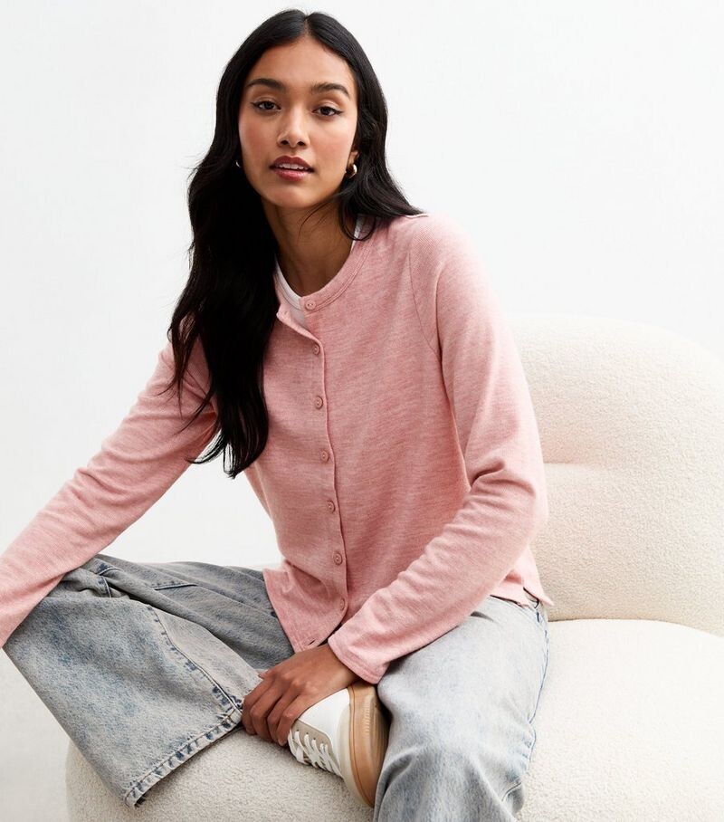 

Розовый кардиган с круглым вырезом Soft Touch New Look, розовый