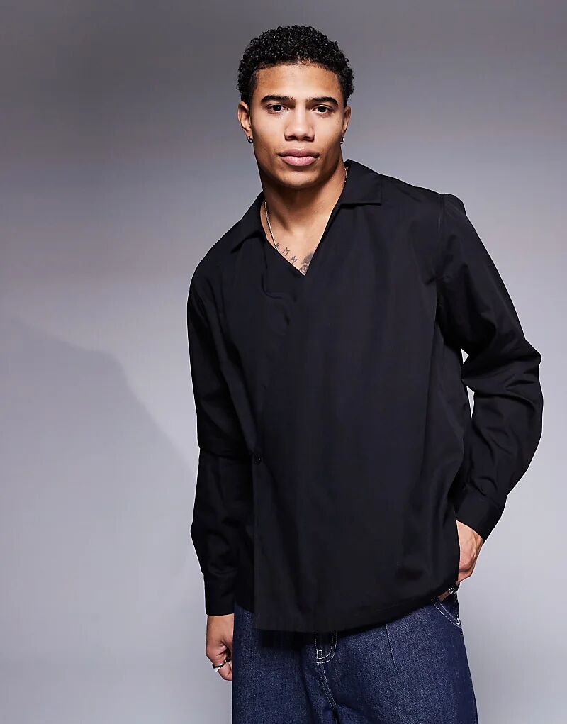 

Рубашка с запахом черного цвета ASOS DESIGN