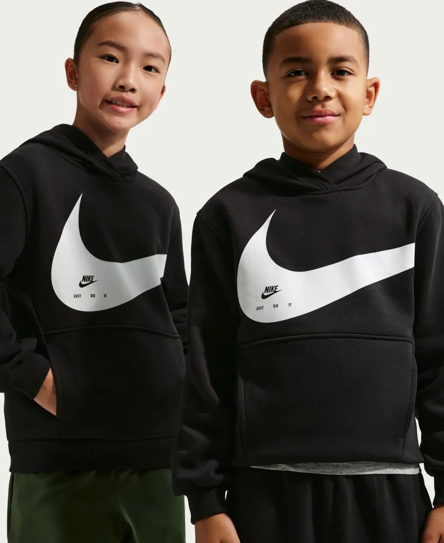 Толстовка с длинными рукавами Sportswear Club для мальчиков и девочек 7-20 лет Nike, черный/белый