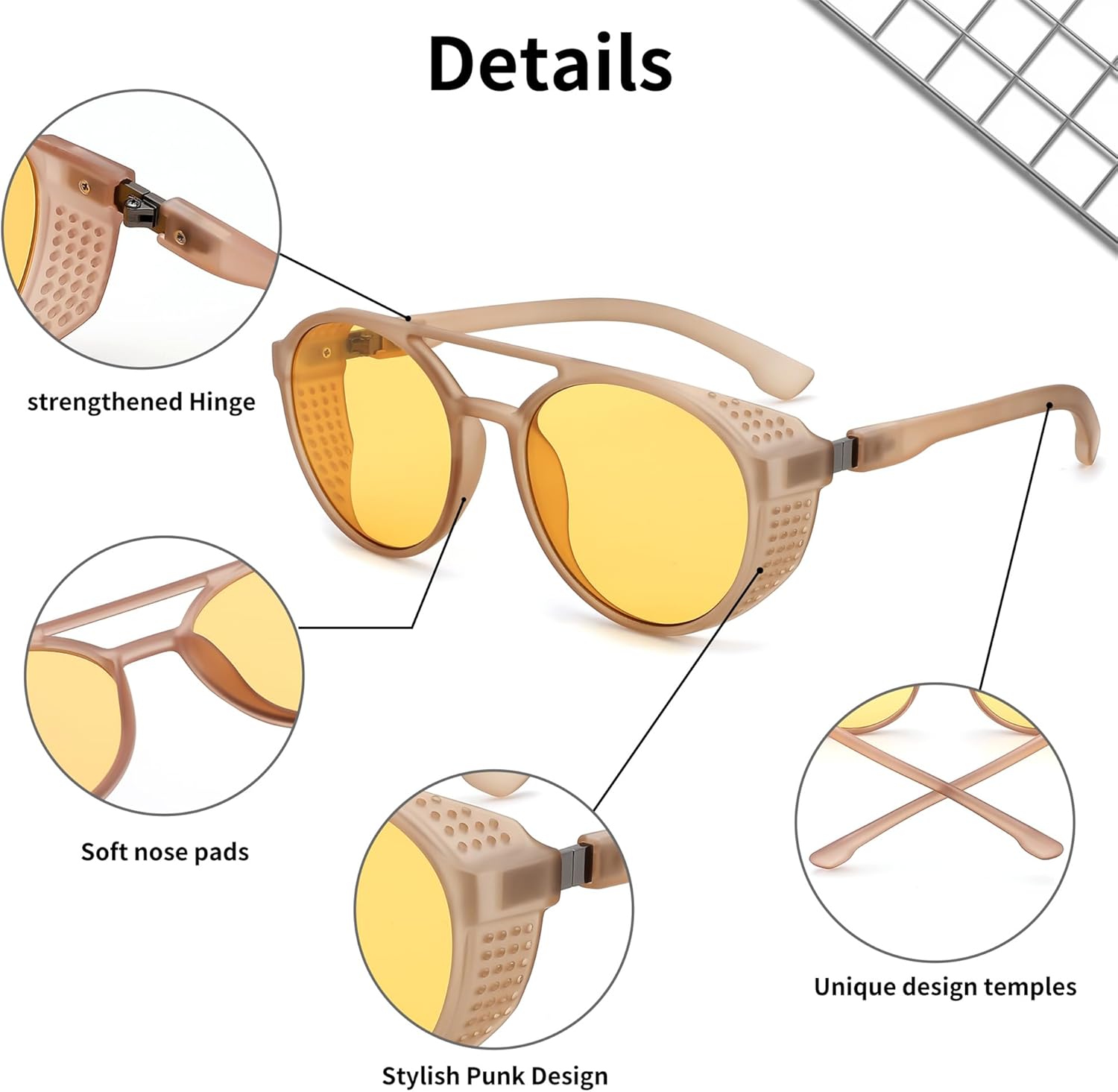 

Классические солнцезащитные очки FEISEDY в стиле стимпанк для мужчин и женщин, ретро-круглые готические очки с защитой от УФ-излучения UV400, модель B2957, Clear Tea Frame Yellow Lens
