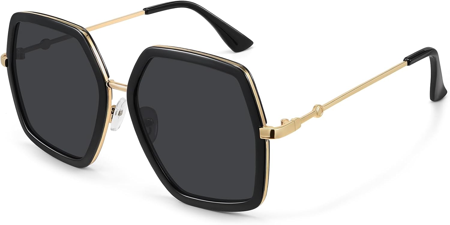 

Солнцезащитные очки STORYCOAST большого квадратного размера для женщин в стиле ретро, ​​роскошные большие солнцезащитные очки с защитой UV400 S8696, (8696)black / Gray