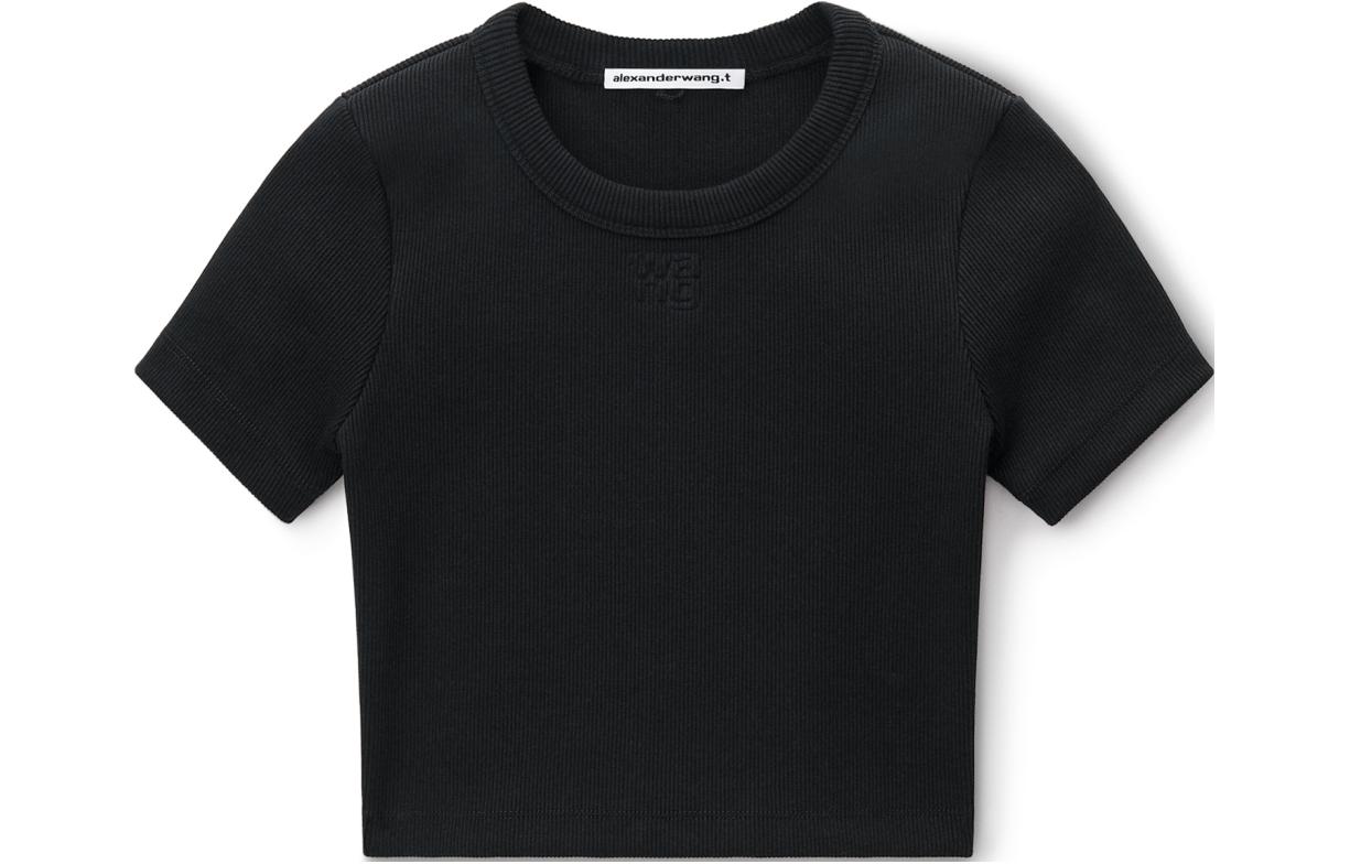 Футболка укороченная с тисненым логотипом Alexander Wang, черный — фото 2