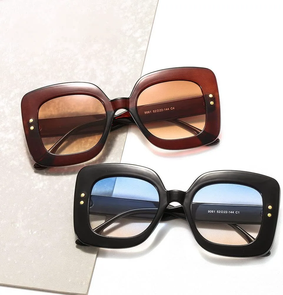 

Ретро большие женские солнцезащитные очки, мужские пластиковые солнцезащитные очки с градиентным зеркальным покрытием, защита от УФ-излучения UV400 LANGSER, 3