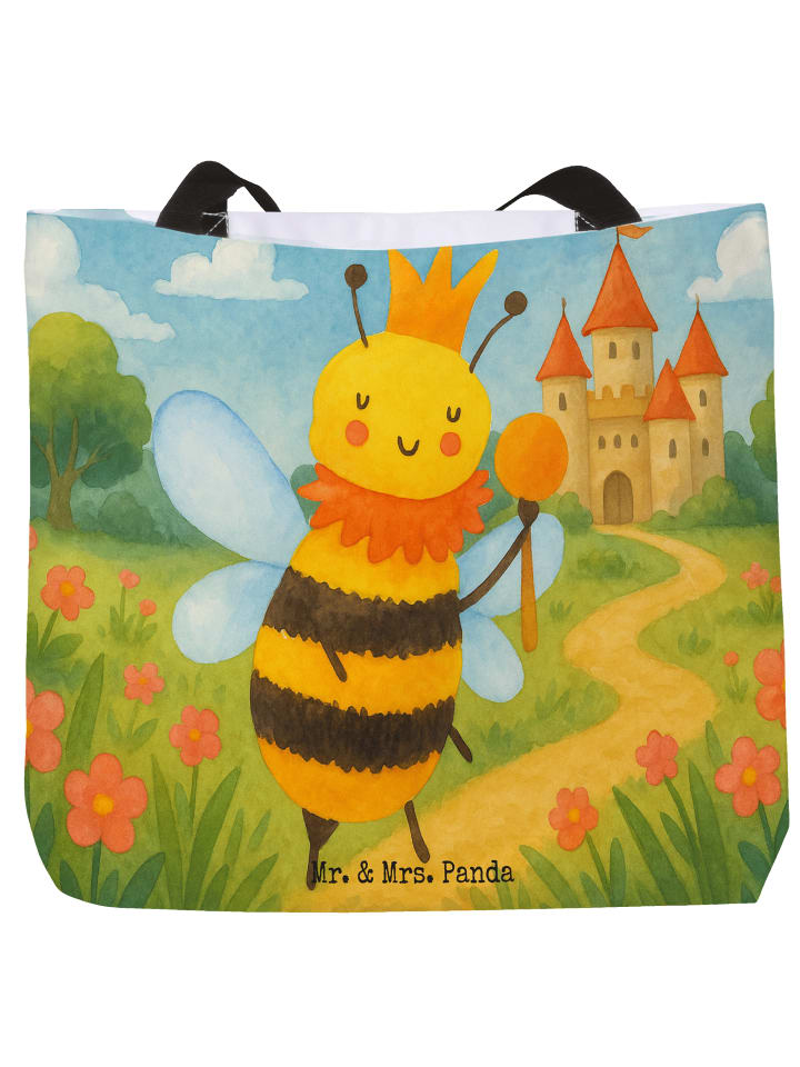 

Сумка-шоппер с изображением пчелы и короля, без слогана, белого цвета Mr. & Mrs. Panda