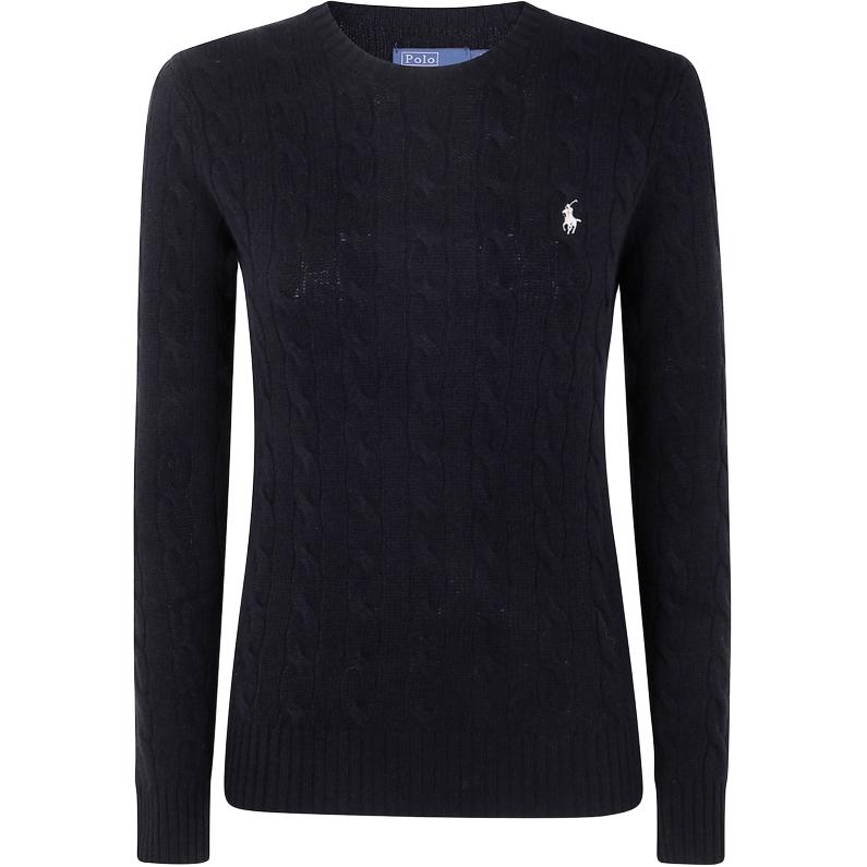 

Джемпер с вышитым логотипом, вязка кос Polo Ralph Lauren, черный