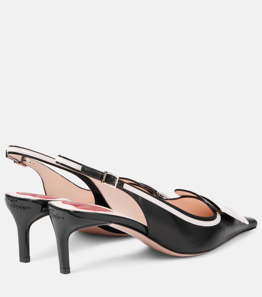Кожаные лодочки-слинги на каблуке Viv' Canard Roger Vivier, B999(NERO)+C019(CIRE') — фото 2