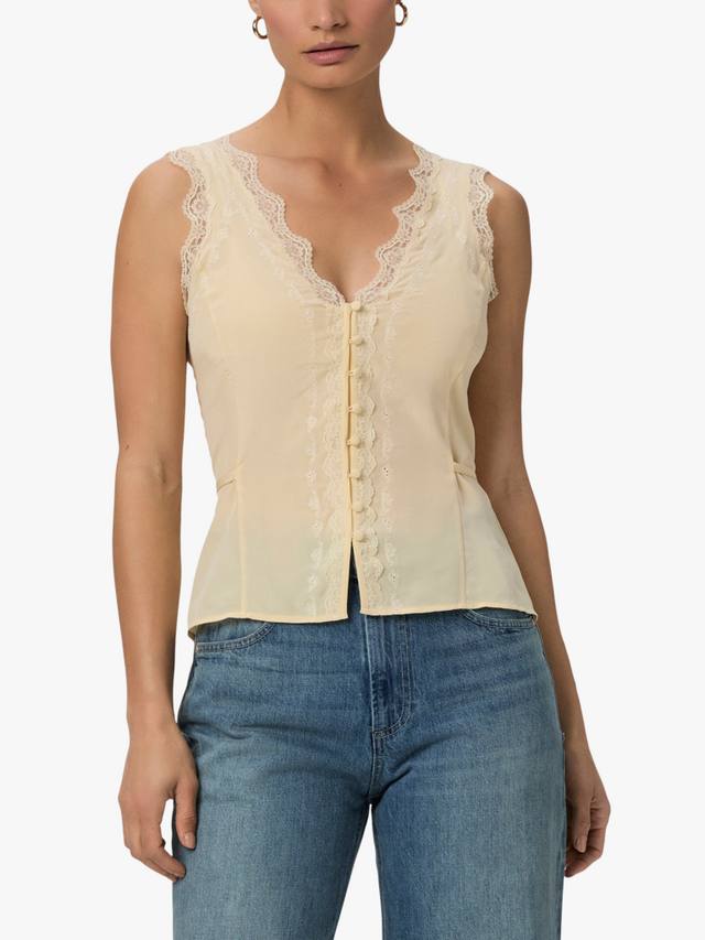 

Ancona майка из шелка с кружевной отделкой PAIGE, Yellow