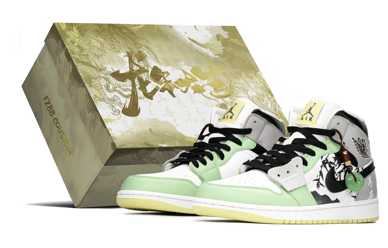 

Кроссовки Air Jordan 1 Vintage Basketball Shoes Women's Mid-top Grey/green, зеленый