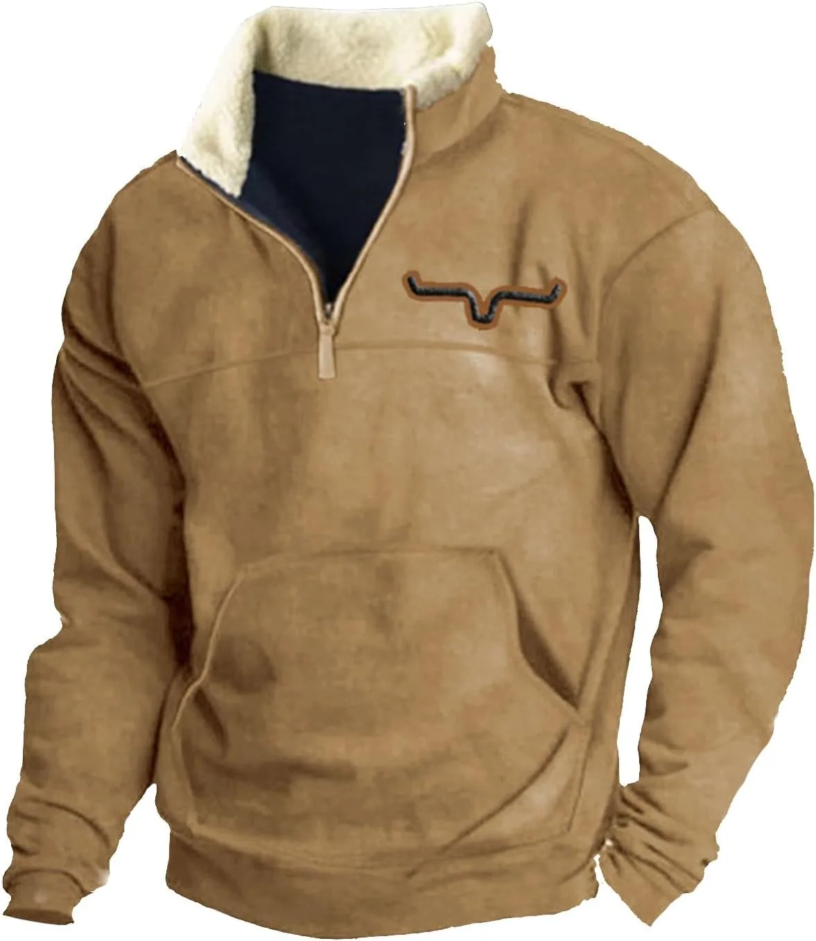 

Мужская толстовка с длинным рукавом из вельвета с капюшоном и карманом