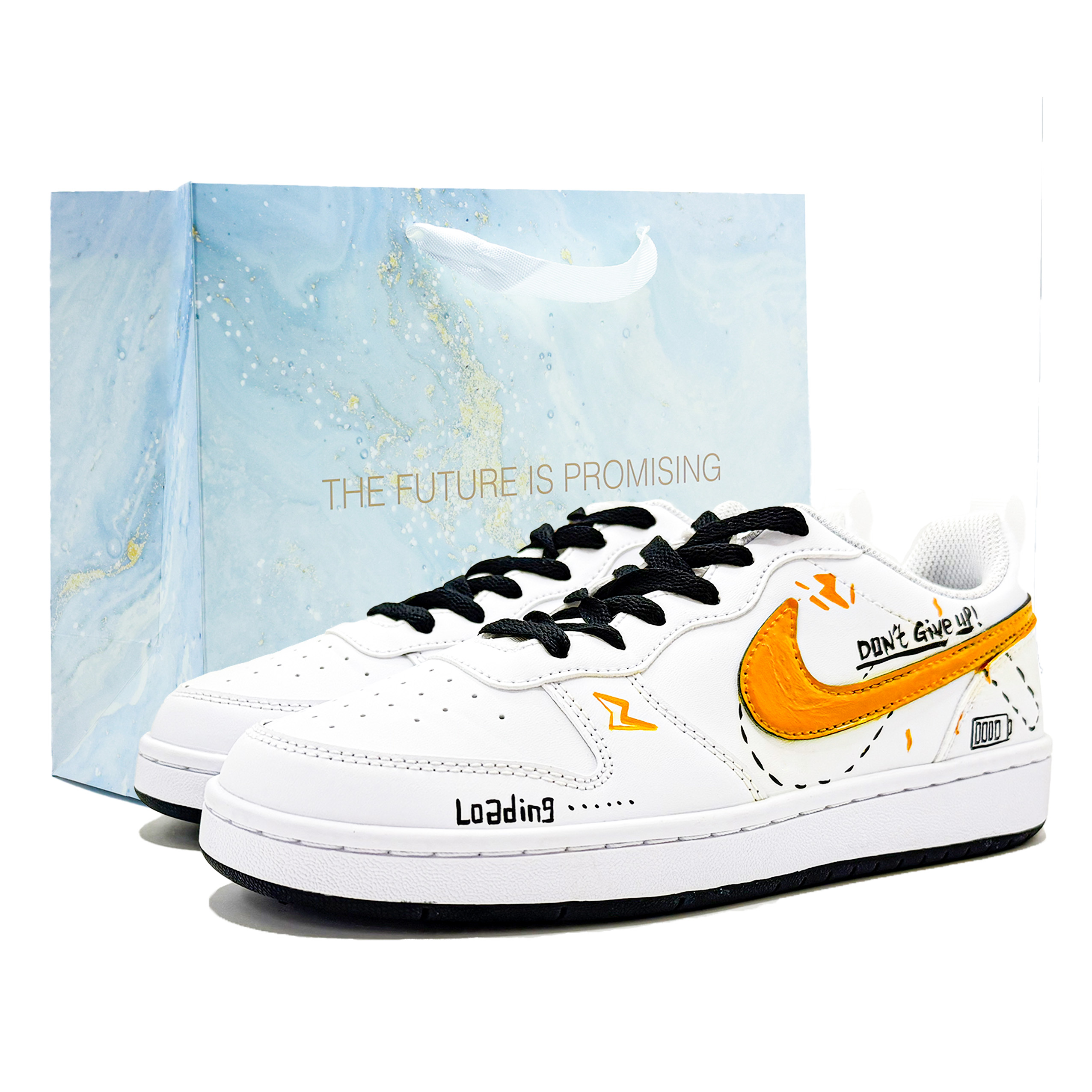 

Кроссовки для скейтбординга Court Borough Chasing Light Loading Low Top для детей и подростков Nike, белый/оранжевый