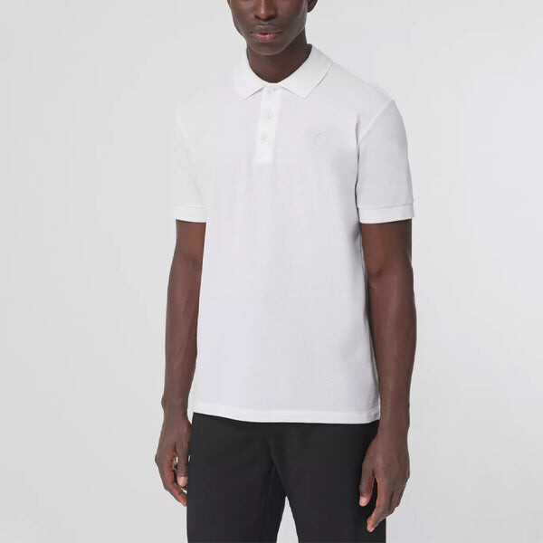 Футболка Burberry Men's SS21 Pattern Cotton Short Sleeve Polo Shirt White, белый — фото 2